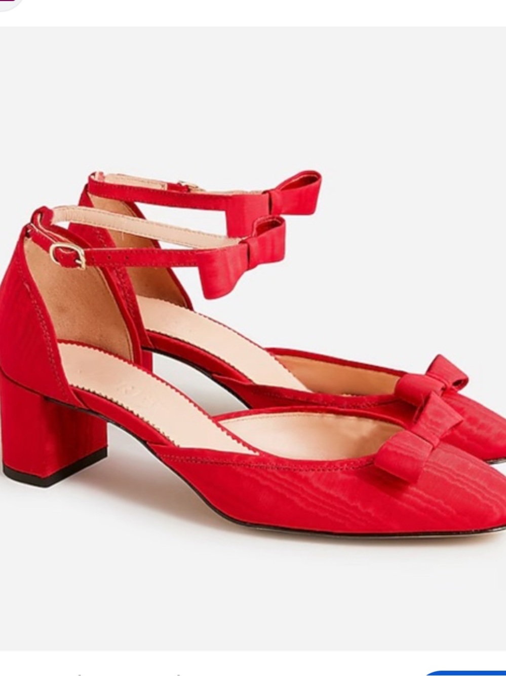 J. Crew Millie Red Bow Ankle-Strap Block Heel Pumps 10.5